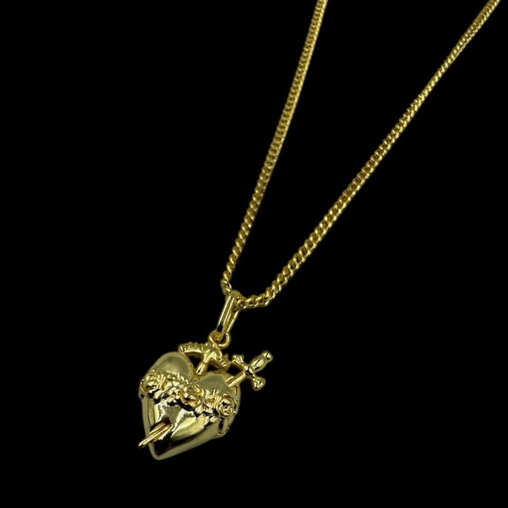 Mini Gold Immaculate Heart Necklace