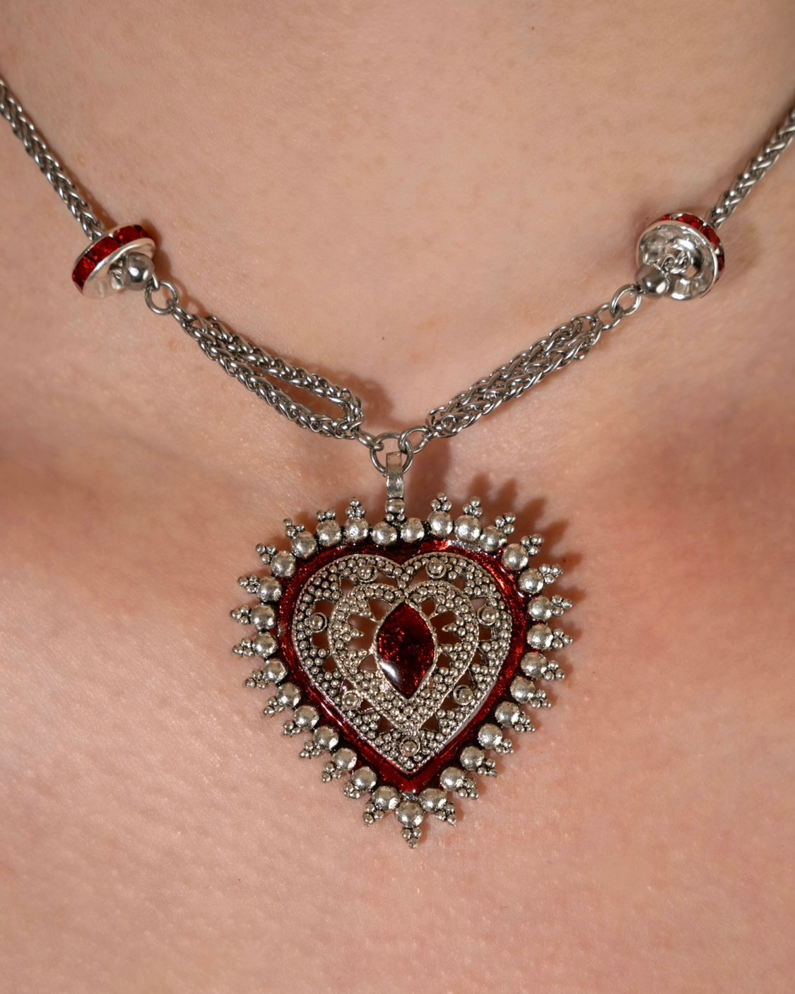 Silver Taj Heart Necklace