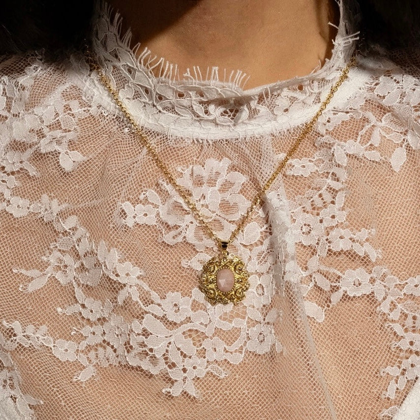 Elaine Pink Amulet Necklace