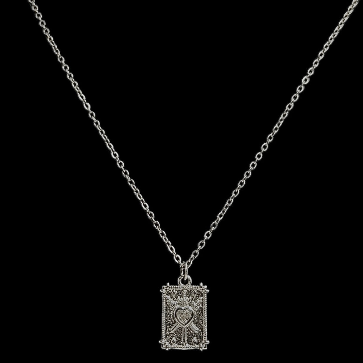 Mini Silver Three Swords Tarot Necklace