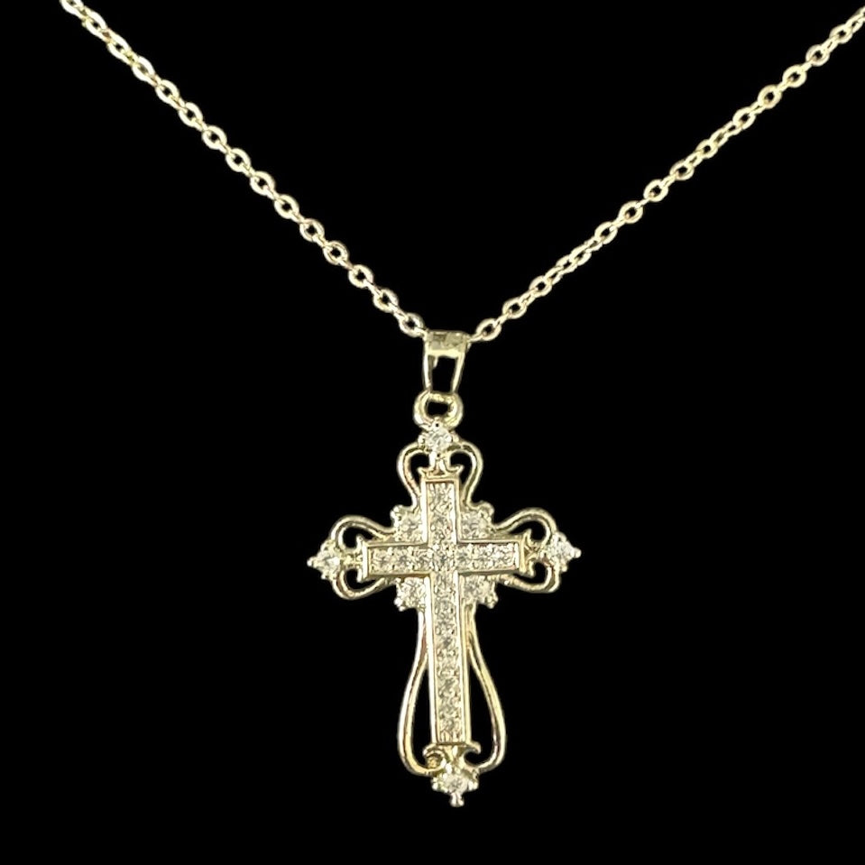 Crystal Ornate Cross Necklace