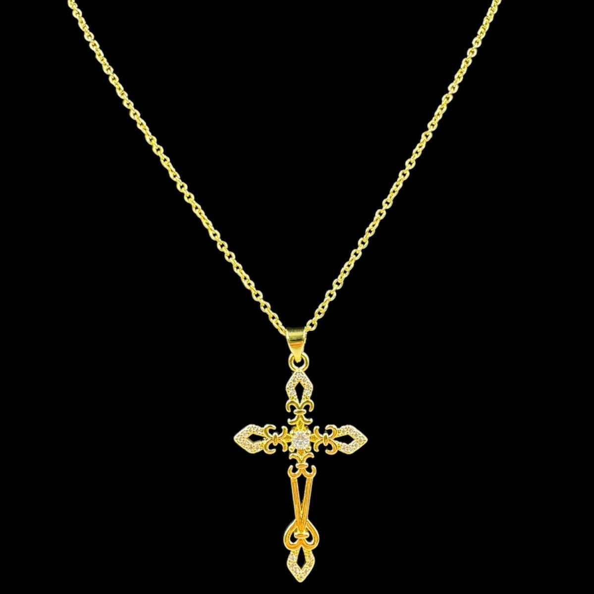 Fleur de lis cross Cross Necklace