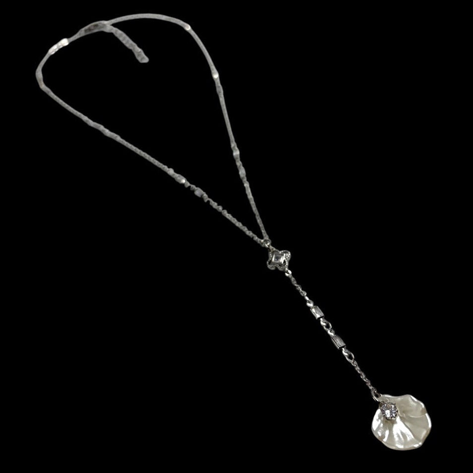 Silver Pearly Petal Lariat