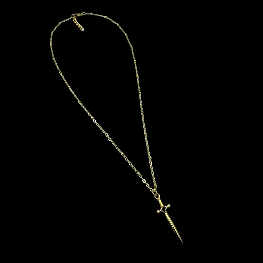 Red Jewel Gold Dagger Necklace