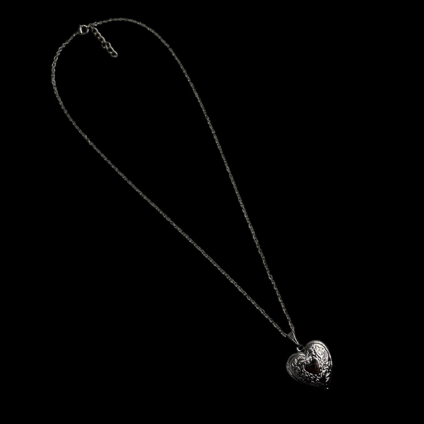 Silver Medium Heart Locket Necklace