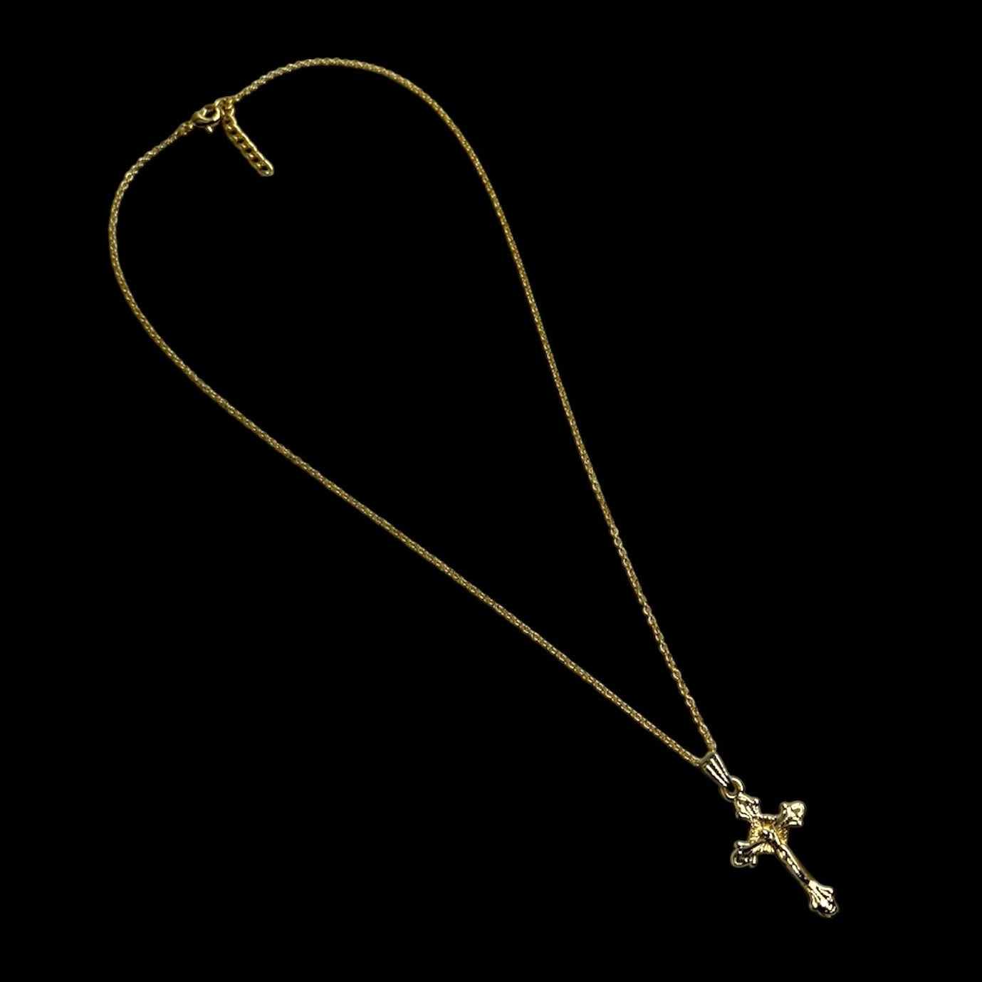 Gold Pointed Crucifix Necklace