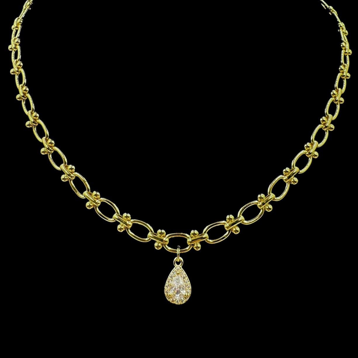 Gold Diamond Droplet Choker