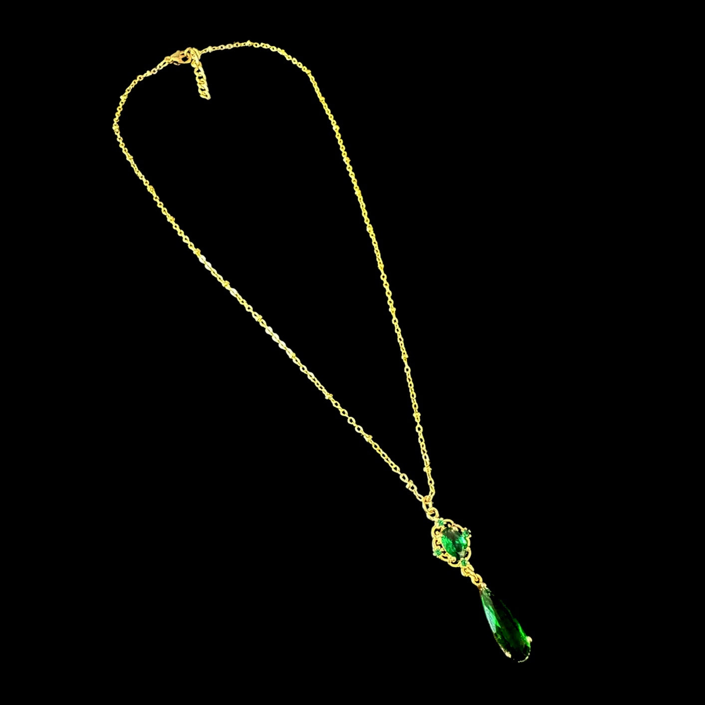 Emerald Droplet Crystal Gemstone Necklace