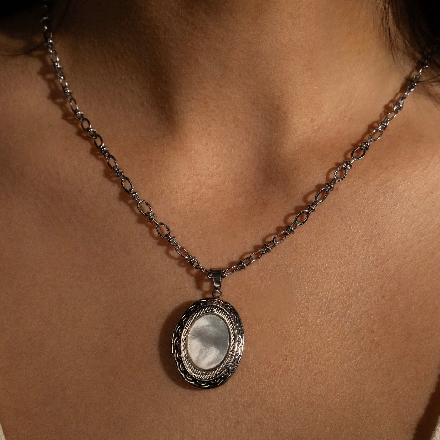 Elaine Silver Locket Necklace