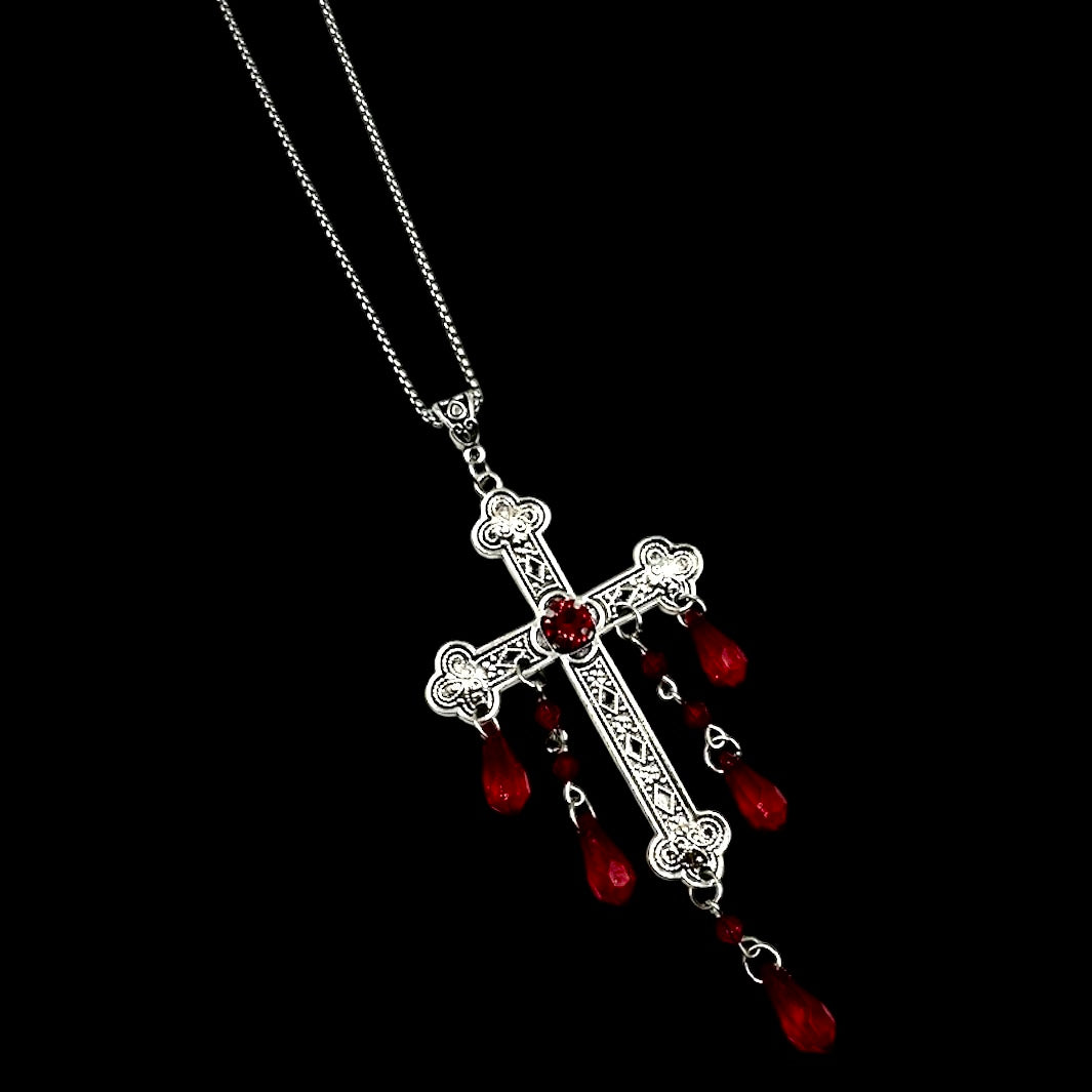 Dripping Blood Cross Necklace