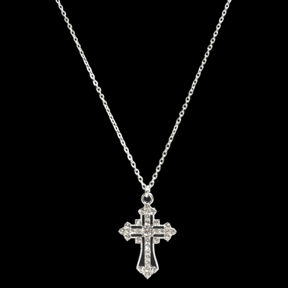 Silver Diamond Cross Necklace