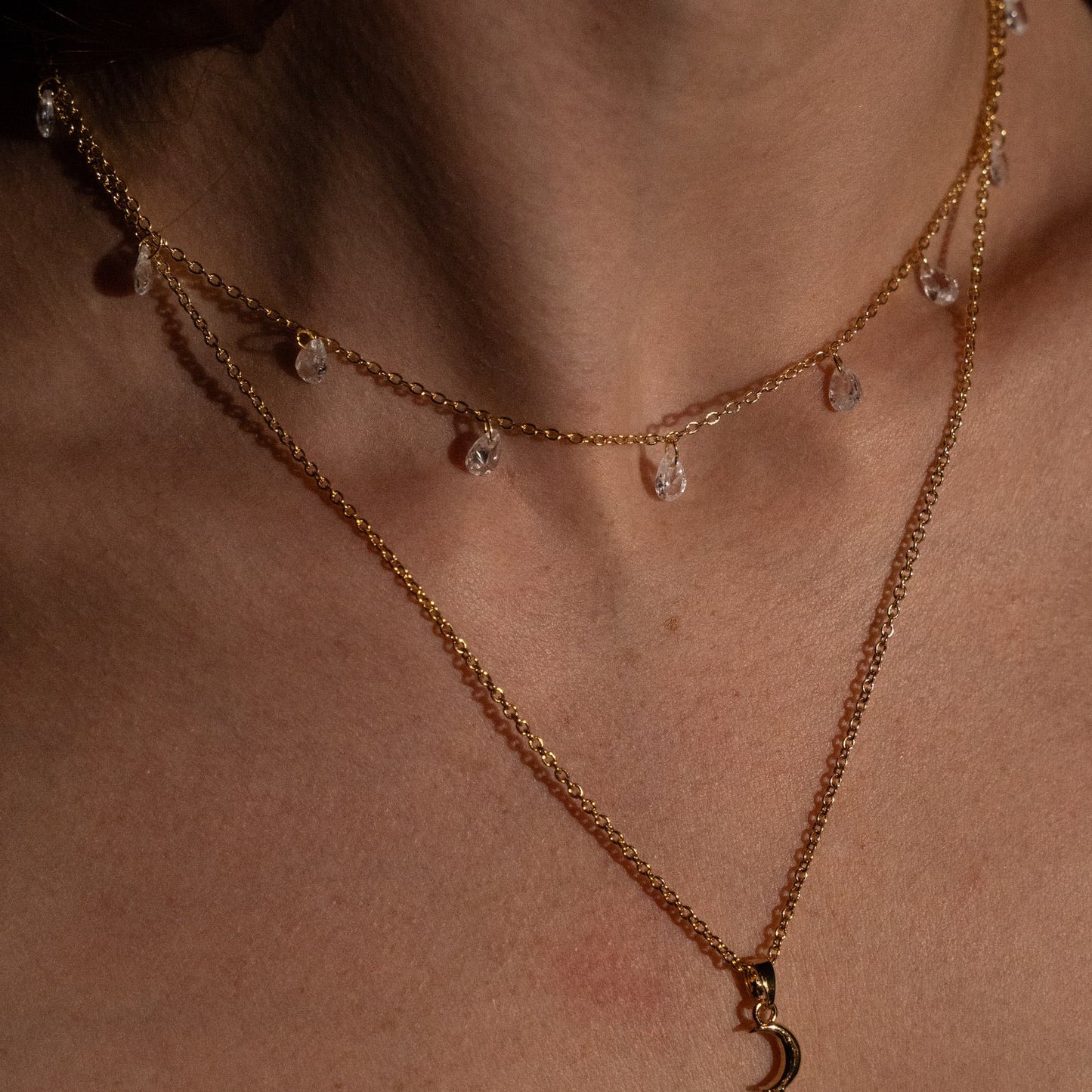 Gold Crystal Drops Choker