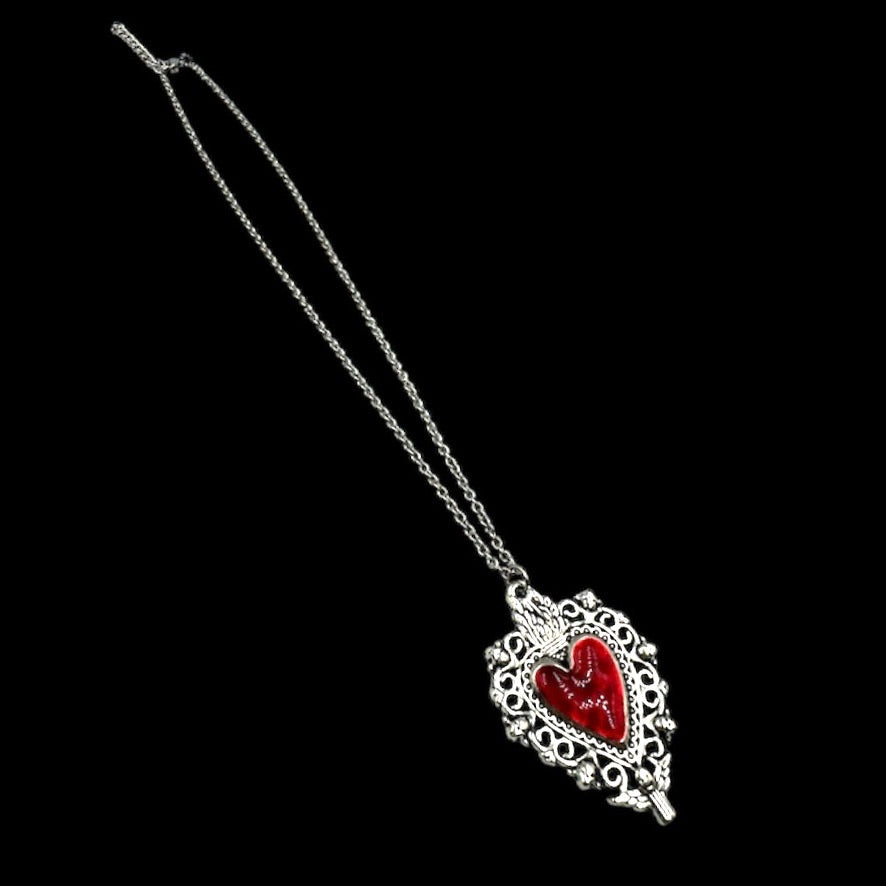 Silver Vampiric Sacred Heart Necklace