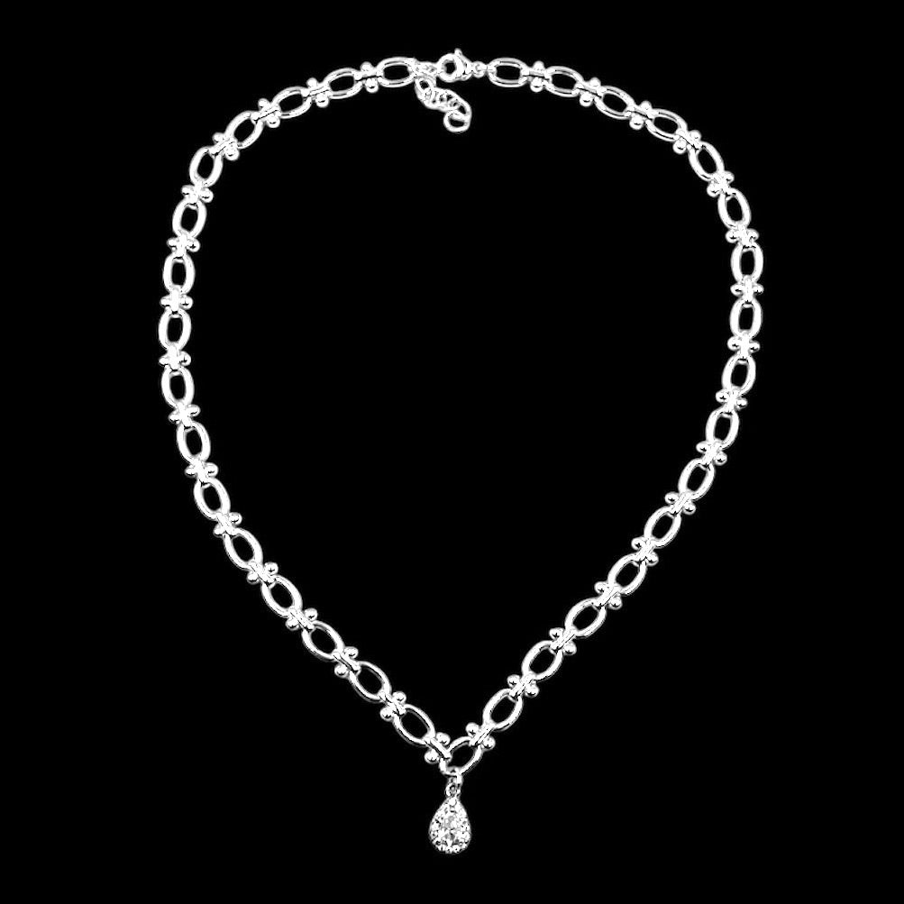 Icy Silver Diamond Droplet Choker
