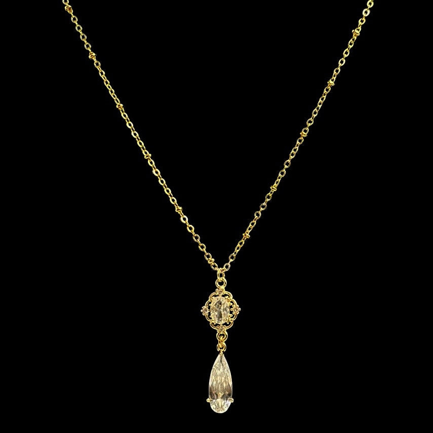Gold Diamond Droplet Necklace