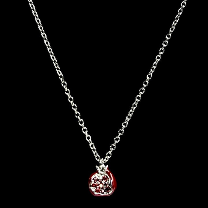 Mini Silver Red Pomegranate Necklace