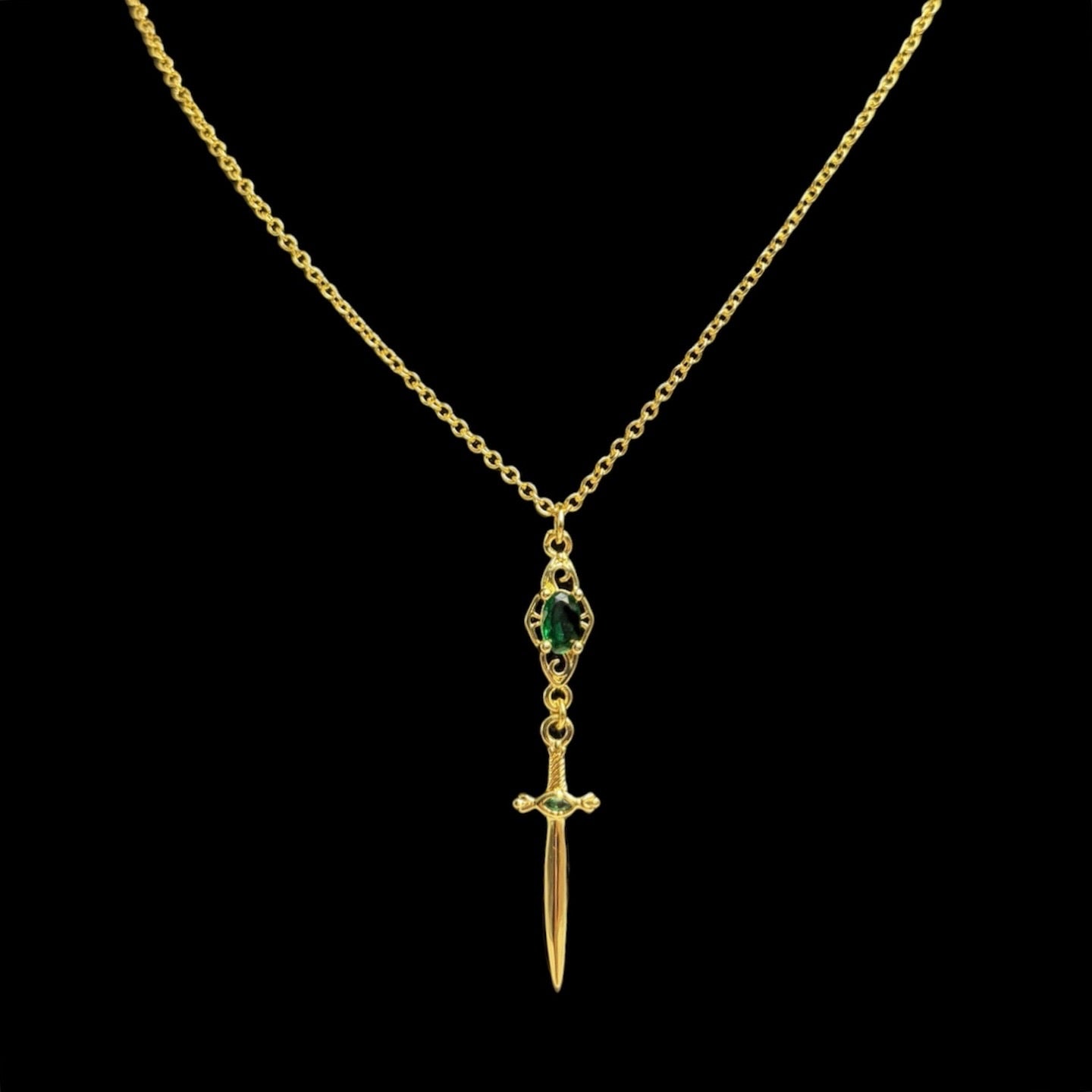 Emerald Dagger Necklace