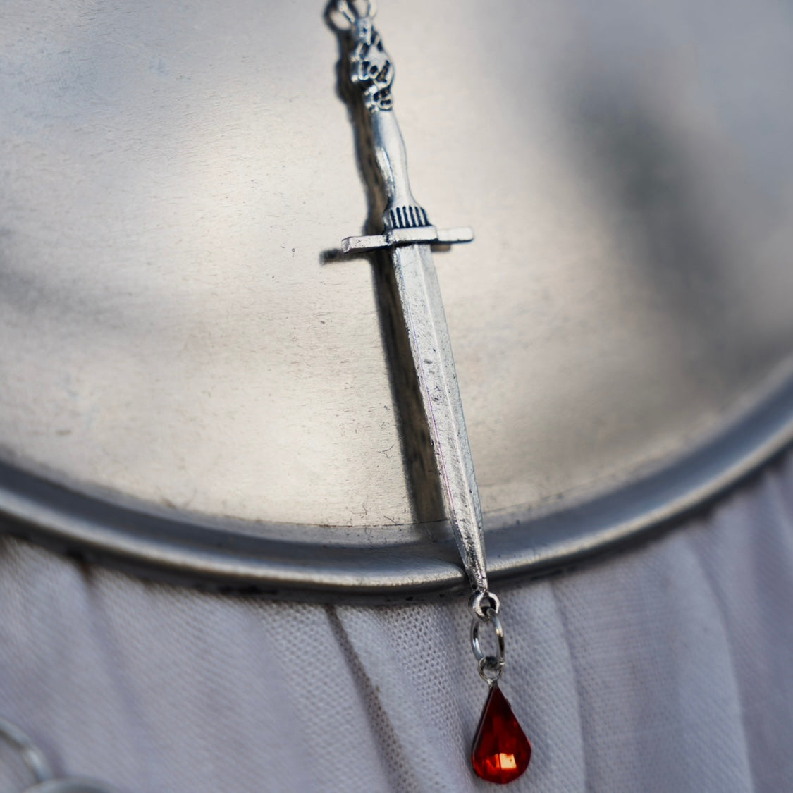 Joan of Arc Dripping Blood Sword Necklace