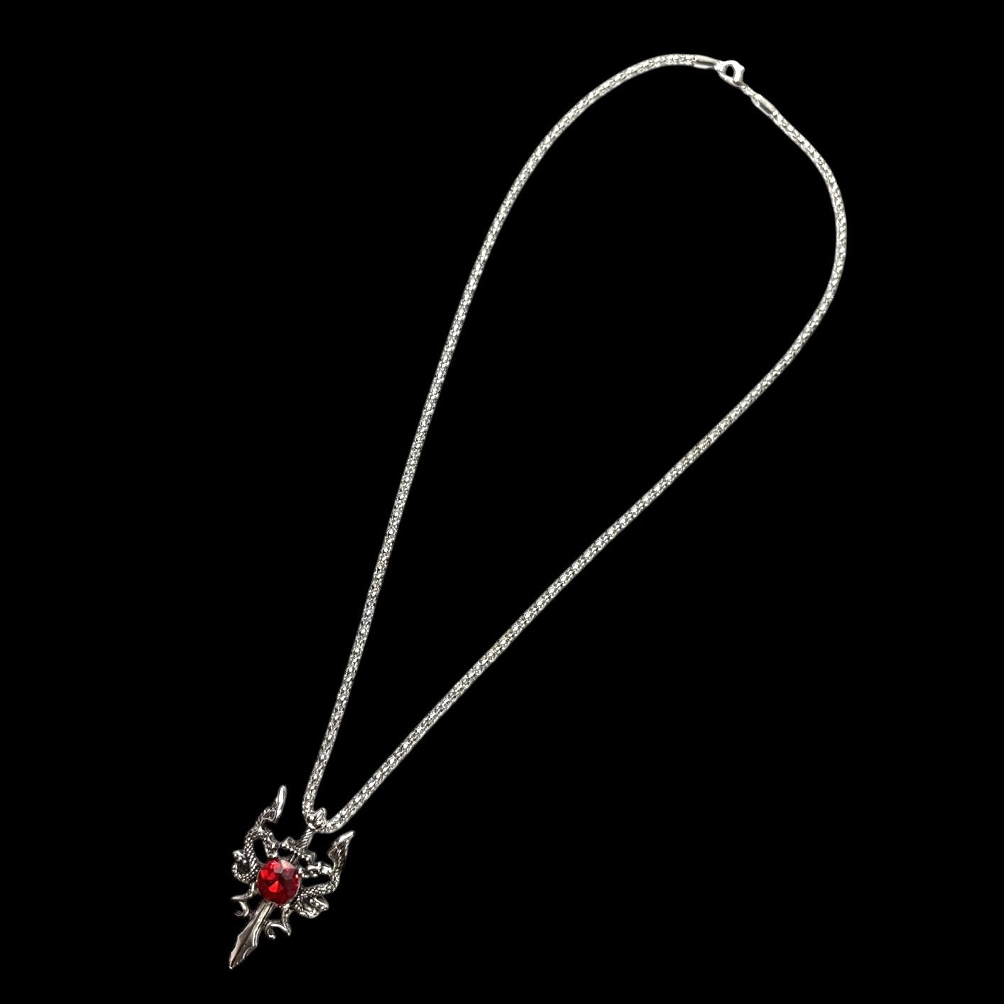 Red Jeweled Dragon Sword Necklace
