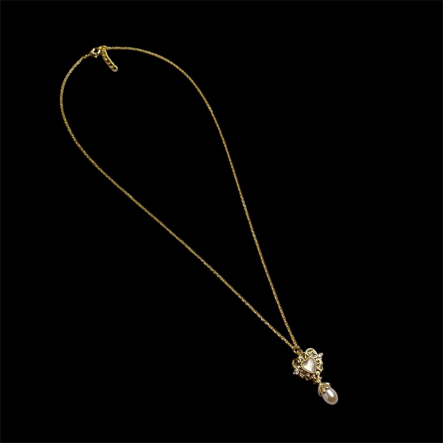 Enchanted Heart Pearl Droplet Necklace