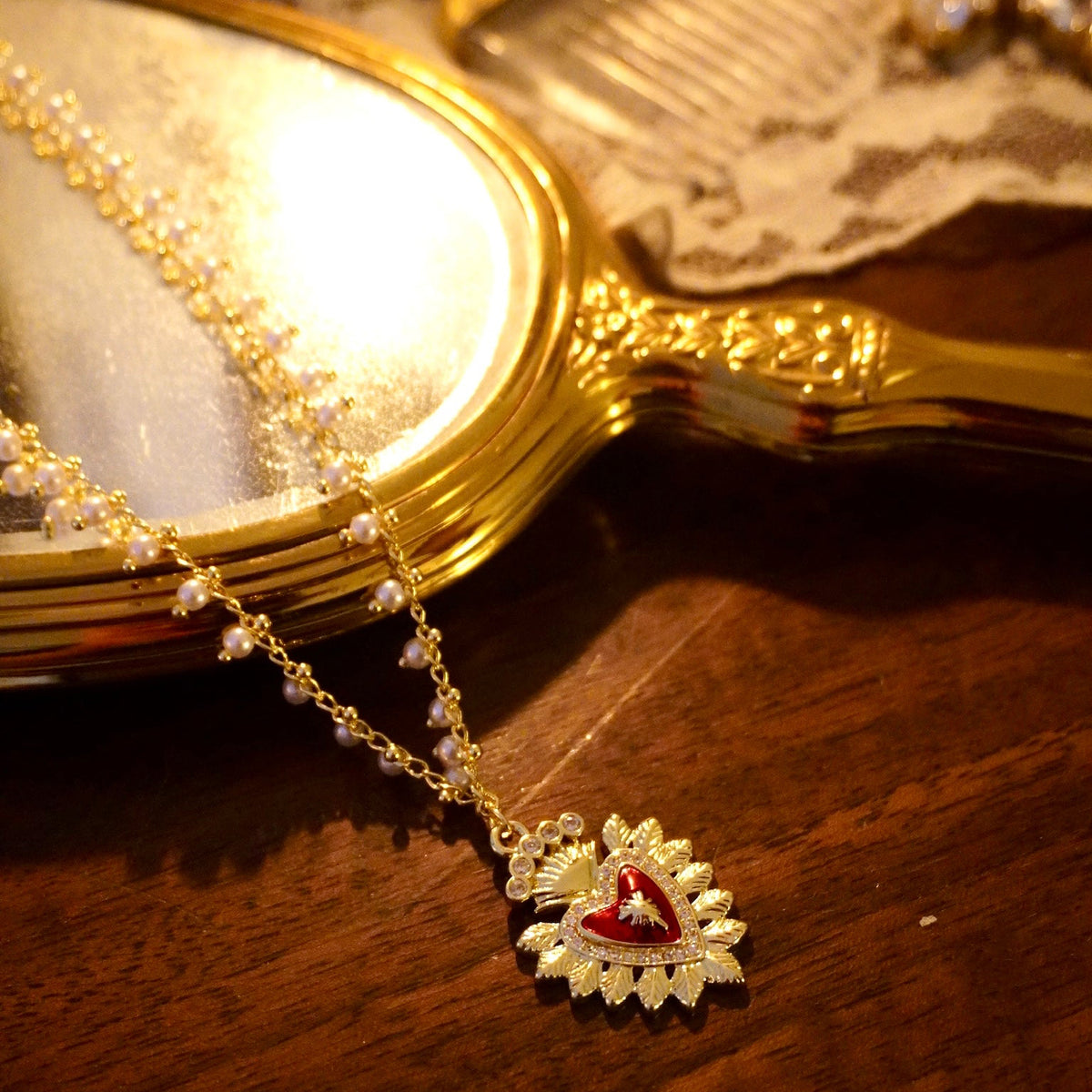 Royal Sacred Heart Pearl Choker
