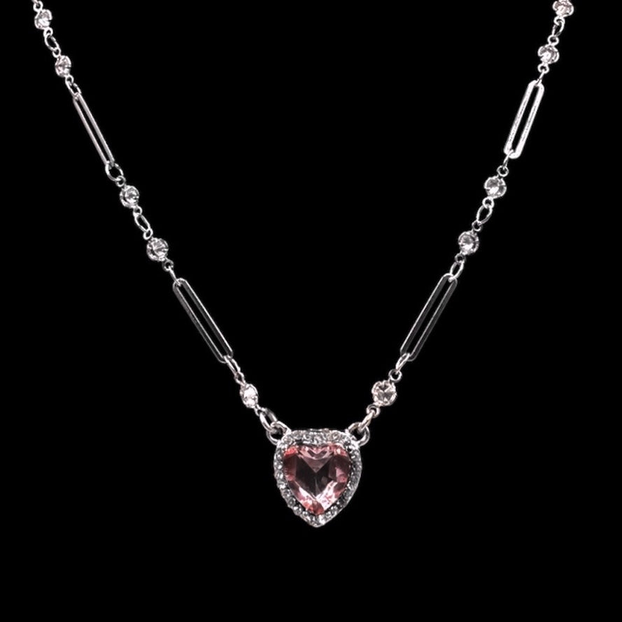 Silver Pierced Pink Heart Stack
