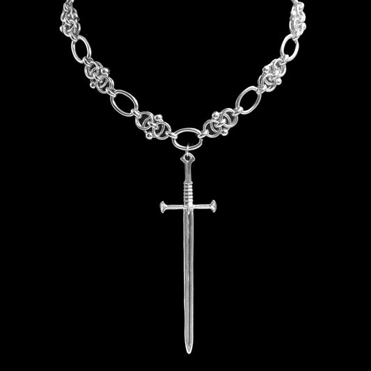 Large Sword Chunky Chainmail Choker