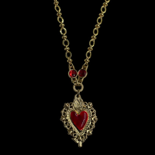 Red Jewel Vampiric Heart Necklace