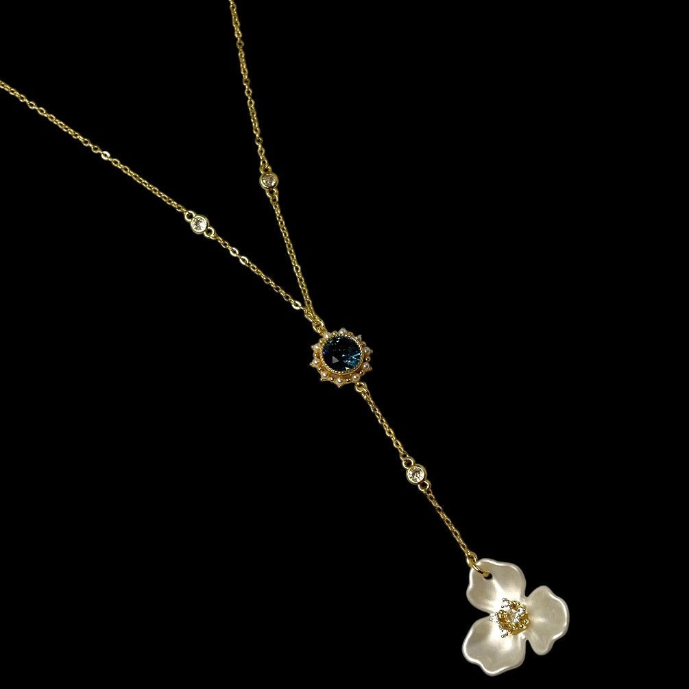 Gold Siren Sapphire Blue Orchid Lariat