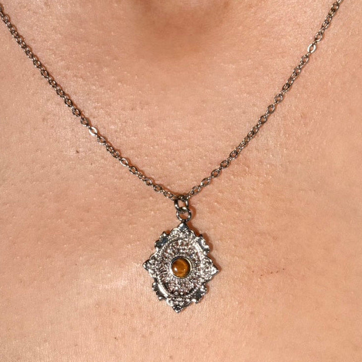 Silver Gillian Tiger Eye Necklace