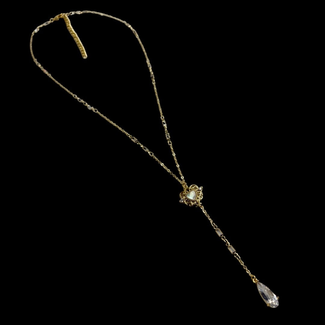 Gold Enchanted Heart Droplet Lariat