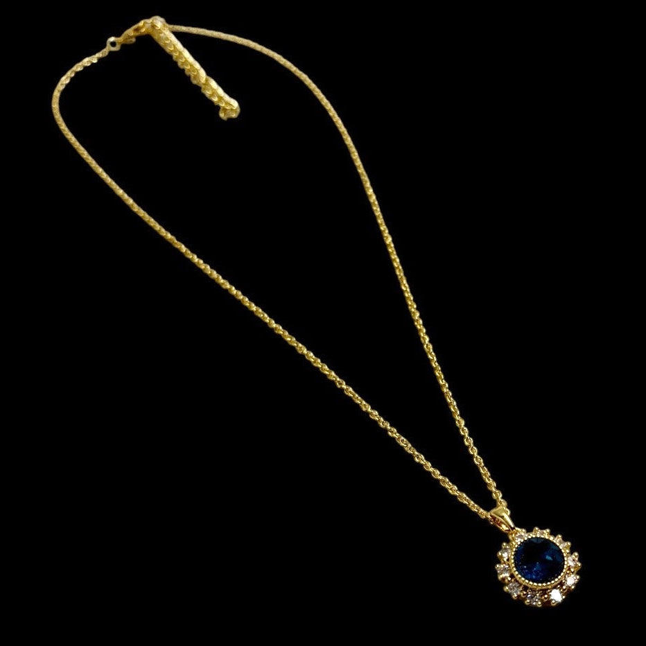 Gold Siren Sapphire Blue Necklace