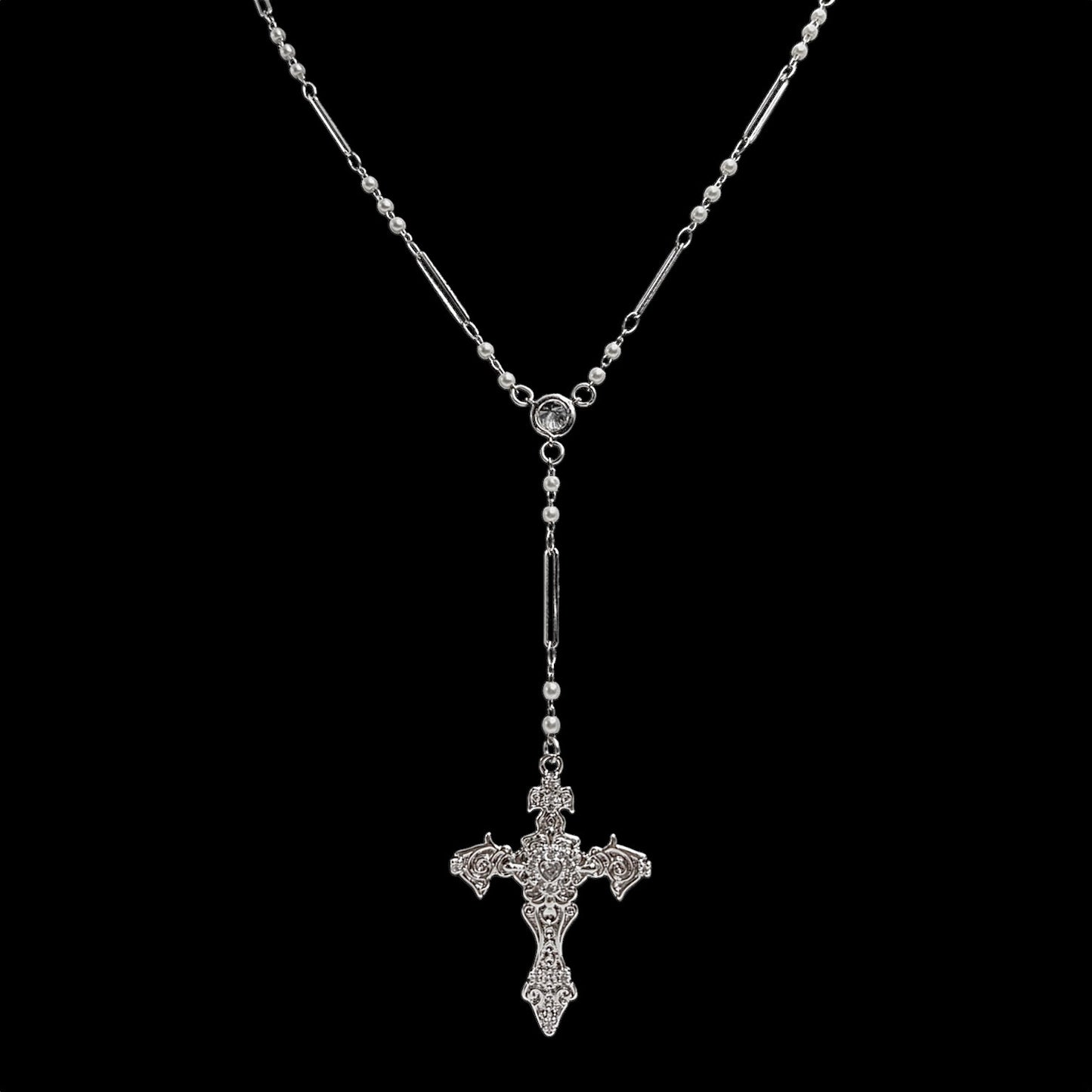 Silver Fleur De Lis Rosary