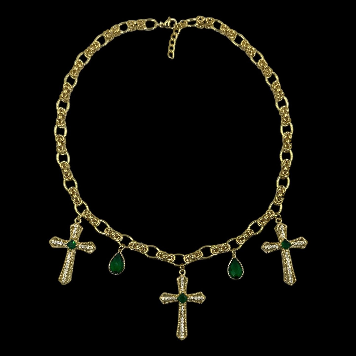 Royal Emerald Choker & Charm Necklace Stack
