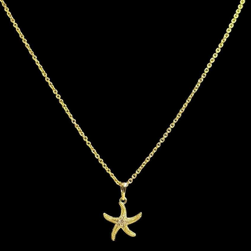 Gold Siren Small Starfish Necklace