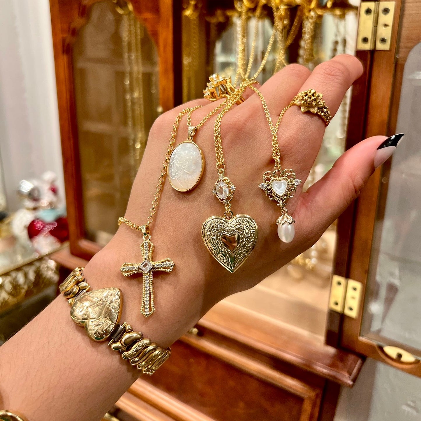 Rhombus Diamond Cross Necklace