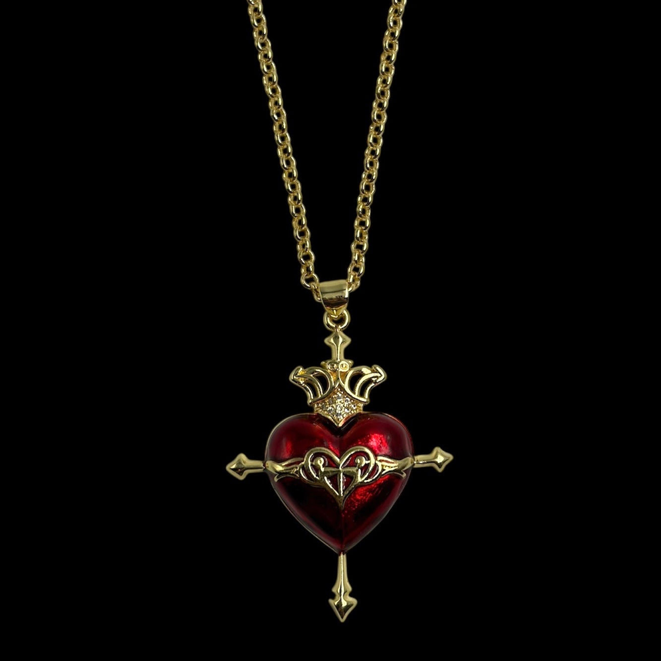 Queen of Heart Cross Necklace