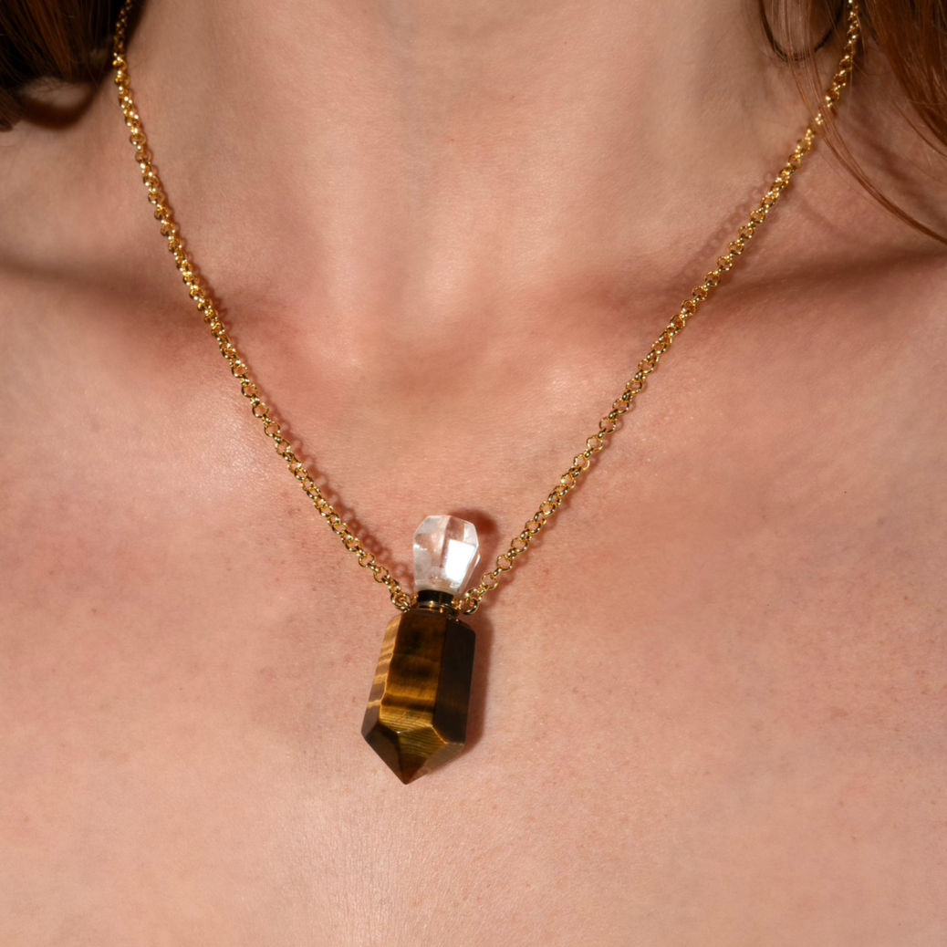 Gillian’s Quartz Tigers Eye Vial Necklace