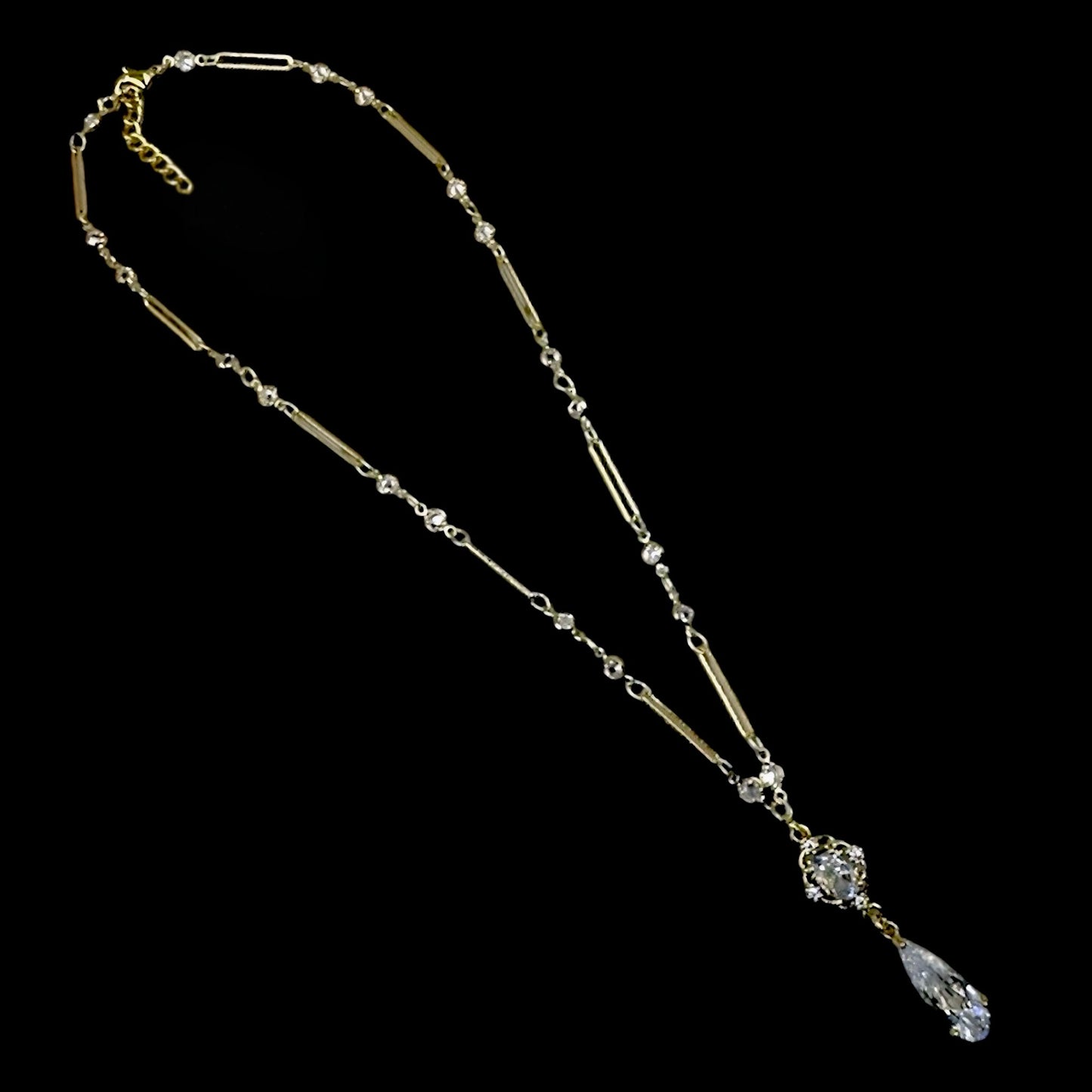 Diamond Droplet Crystal Chain Necklace