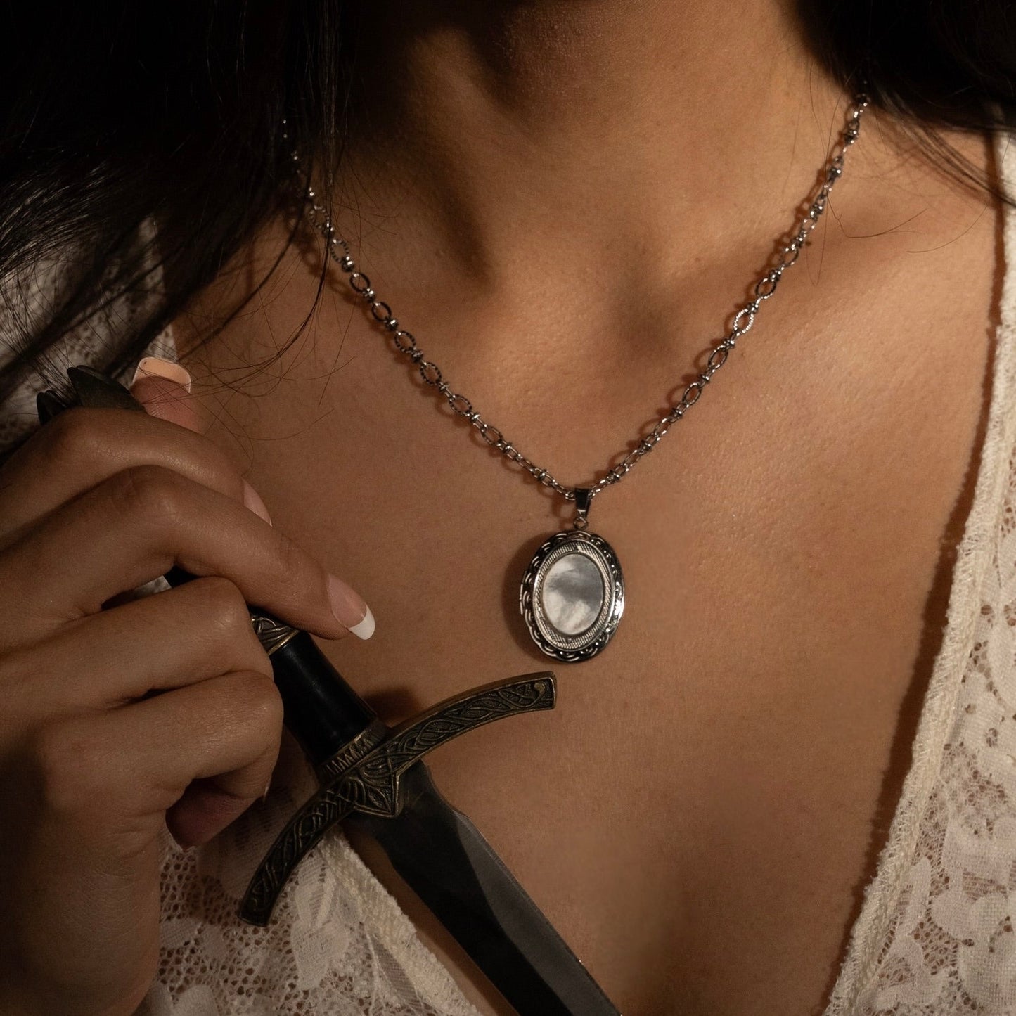 Elaine Silver Locket Necklace