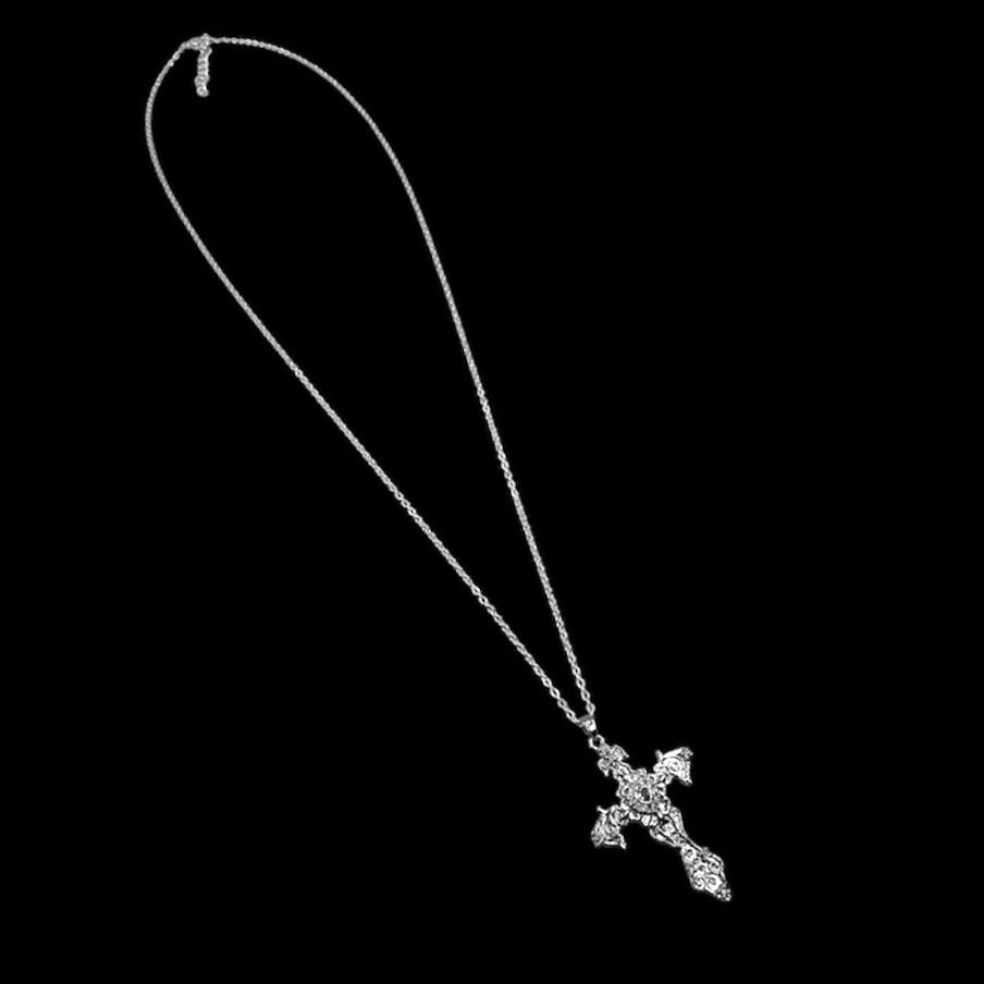 Icy Silver Fleur de Lis Cross
