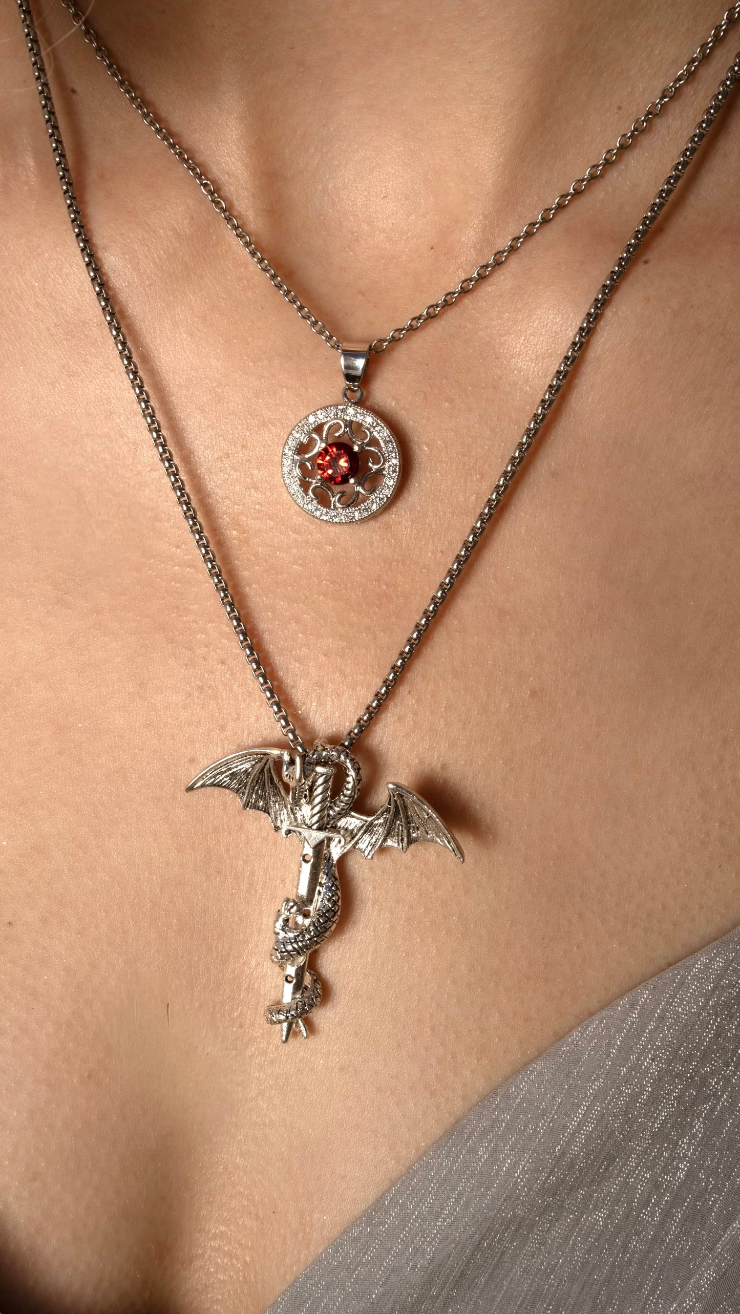 Fire Red Amulet Necklace