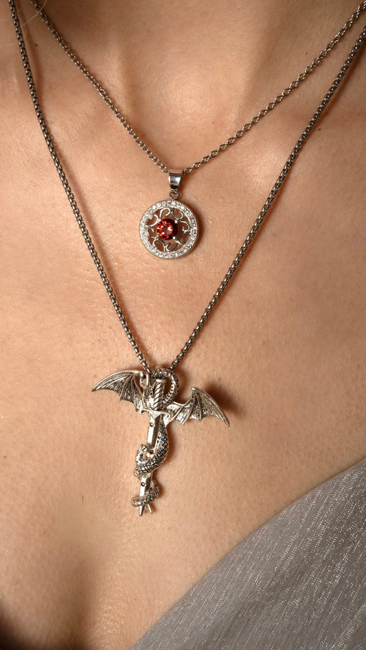 Fire Red Amulet Necklace