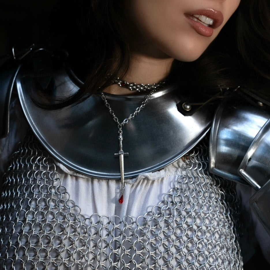 Joan of Arc Dripping Blood Sword Necklace