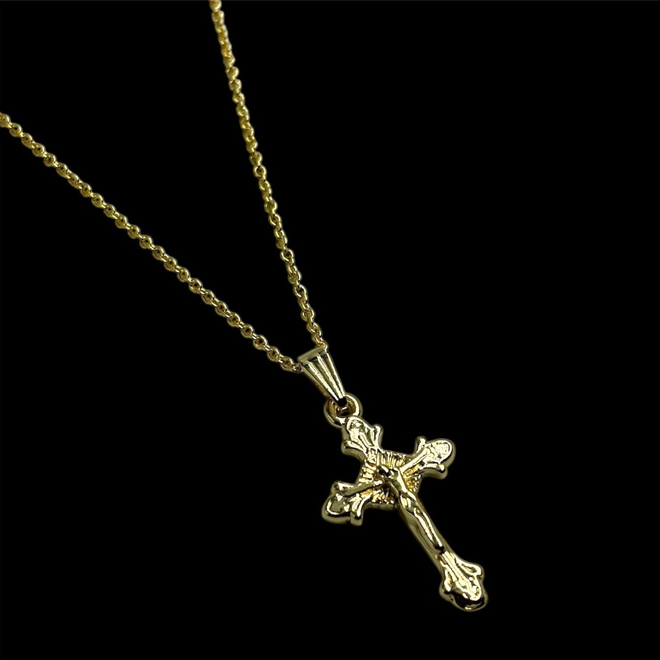 Gold Pointed Crucifix Necklace