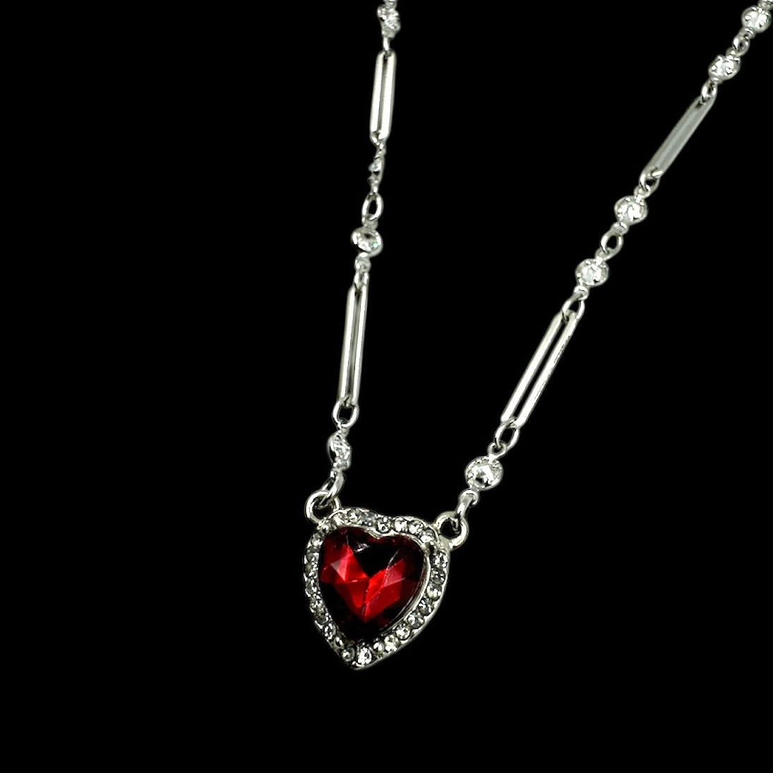 Silver Pierced Red Heart Stack