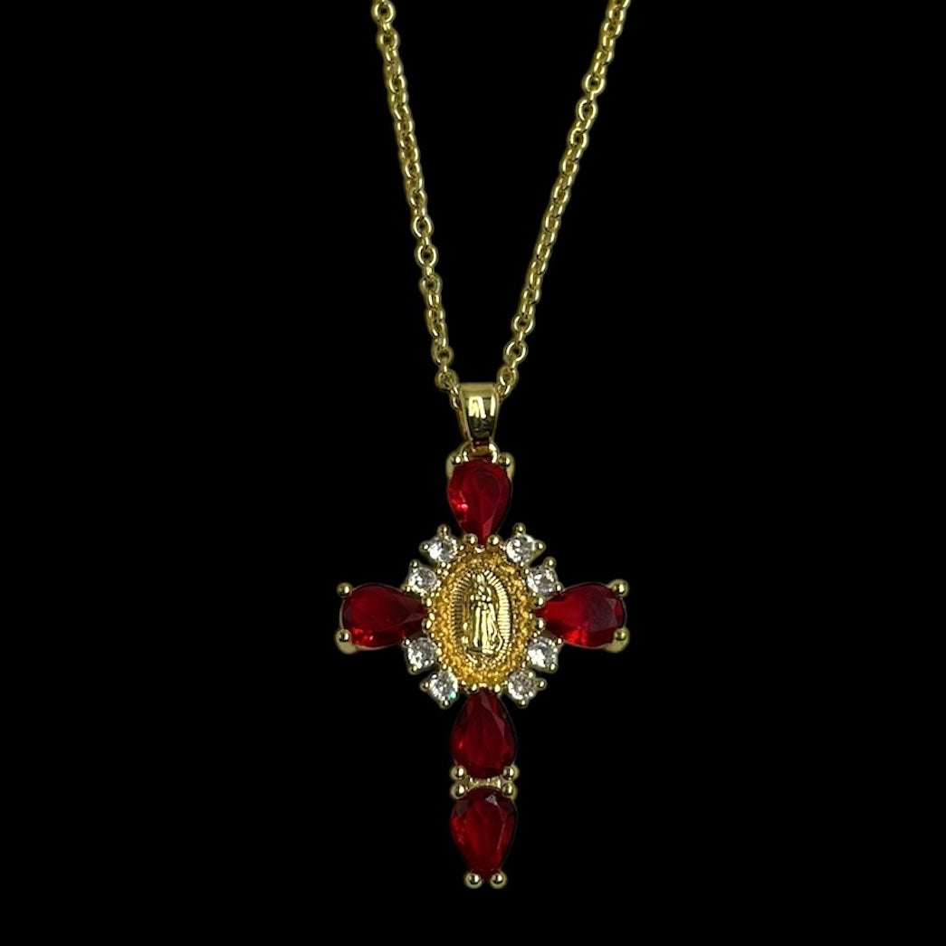 Lady Guadalupe Red Cross Necklace