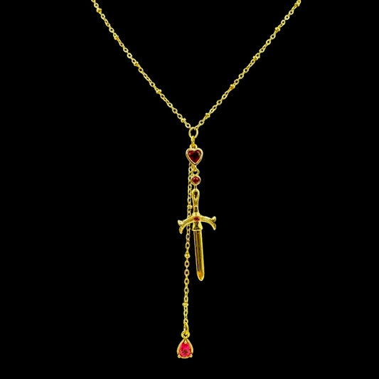 Heart Dagger Droplet Necklace