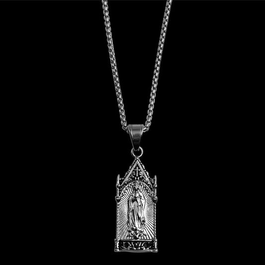 Silver Lady Guadalupe Cathedral Necklace