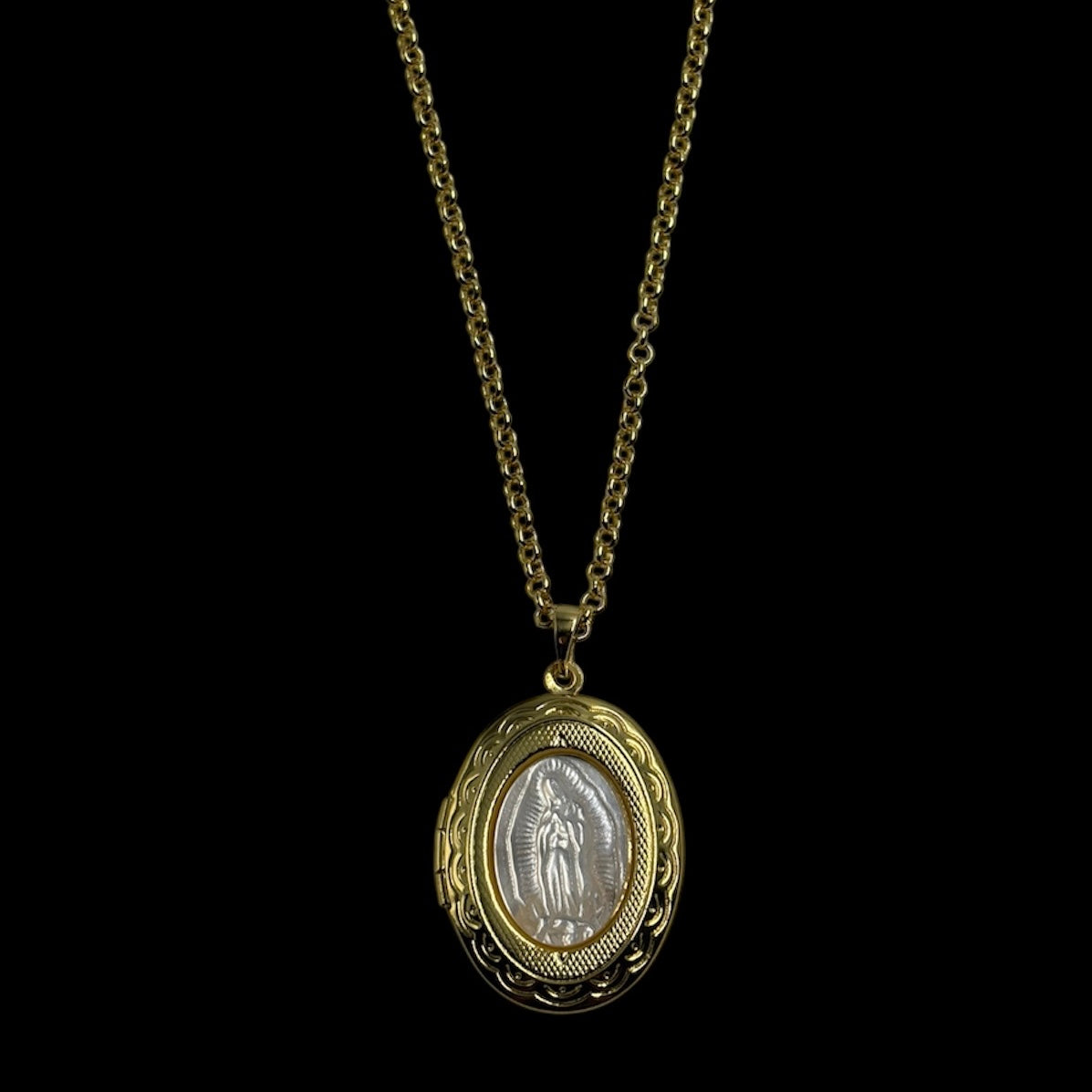 Gold Oval Lady Guadalupe Locket